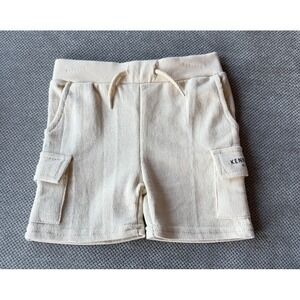 Kenneth Cole 12M Cream Ribbed Cargo Shorts NWOT Toddler Boys Neutral Drawstring